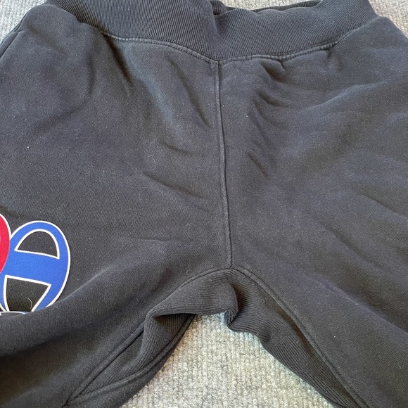 Champion Sweatpants Mens Small Reverse Weave Joggers Black Spellout Logo P1 - Picture 8 of 11